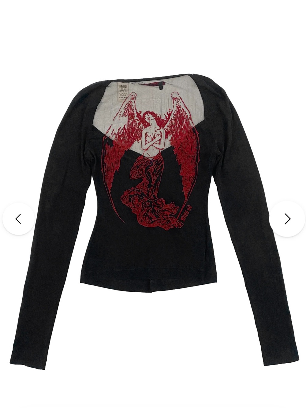 RARE Y2K Miss Sixty Fallen Angel Mesh Long Sleeve Top - Picture 4 of 9